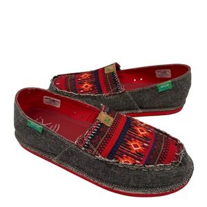 Twisted X ecoTWX Slip On Loafers Womens 10M Gray Red Southwestern Aztec Festival